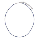 14K White Gold Blue Sapphire and Diamond Tennis Necklace