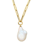 14K Yellow Gold Baroque Pearl on Link Chain