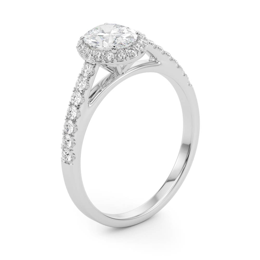 Brook: Oval Cut Diamond Halo Engagement Ring