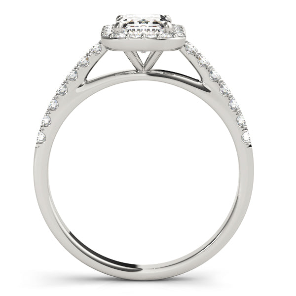 Brook: Emerald Cut Diamond Halo Engagement Ring