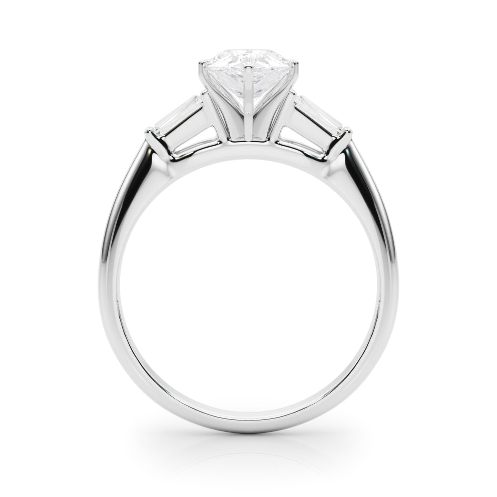 Bridget: Pear Cut Three Stone Diamond Engagement Ring with Tapered Baguettes
