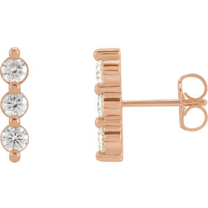 14K Gold Mini Diamond Studs 14K Rose Gold