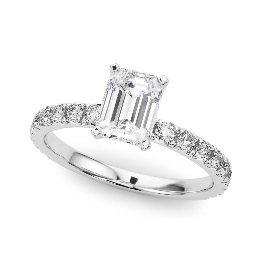 Jamie: Emerald Cut Diamond Engagement Ring with Side Stones