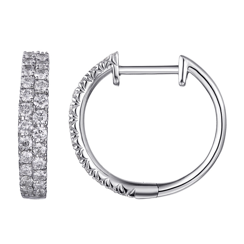 14K Double Diamond Row Huggies