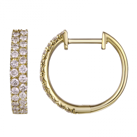 14K Double Diamond Row Huggies