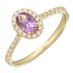 14k Yellow Gold Amethyst & Diamond Halo Ring