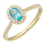 14K Yellow Gold, Blue Topaz, & Diamond Halo Ring