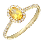 14k Yellow Gold Oval Citrine & Diamond Ring