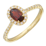 14K Yellow Gold Garnet & Diamond Halo Ring
