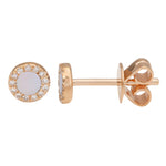 14k Gold Mother of Pearl & Diamond Halo Studs
