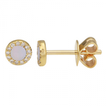 14k Gold Mother of Pearl & Diamond Halo Studs