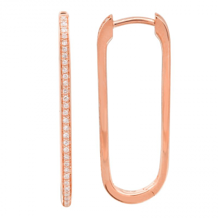 14k Gold Diamond Paperclip Huggies
