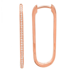 14k Gold Diamond Paperclip Huggies