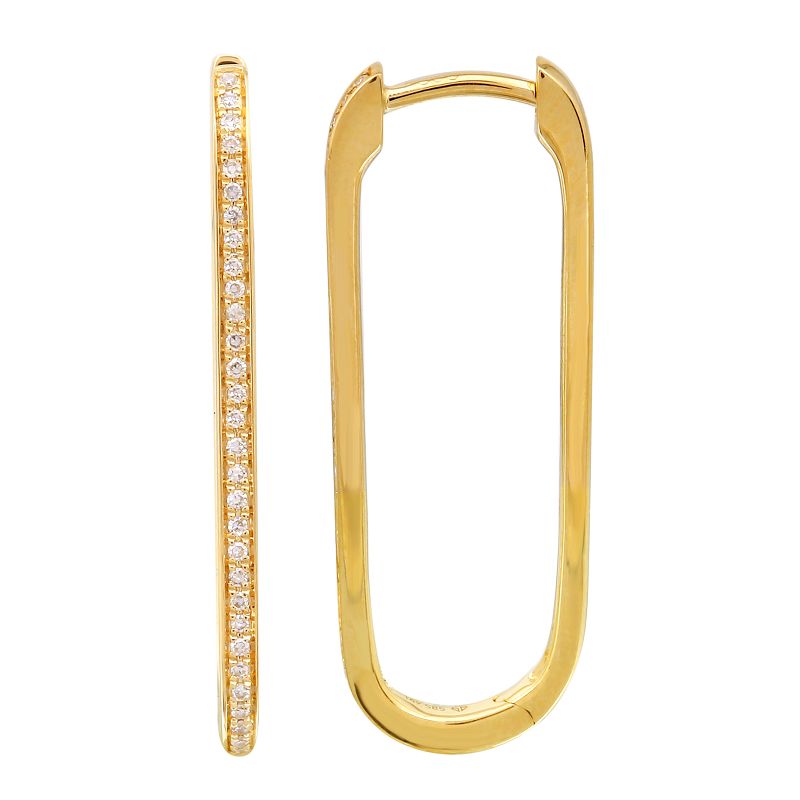 14k Gold Diamond Paperclip Huggies
