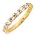 14K Gold Round and Baguette Diamond Ring