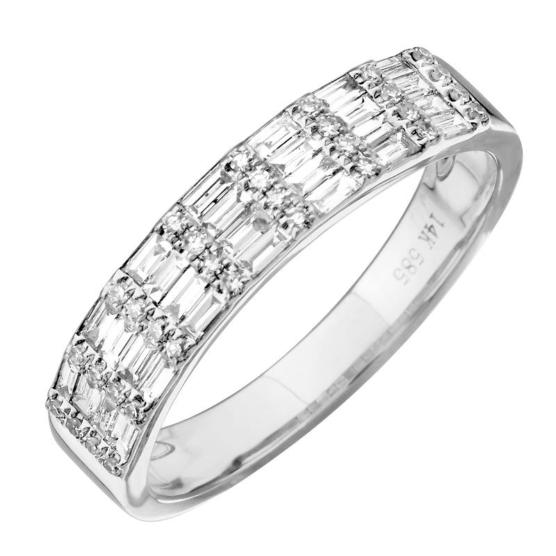 14K Gold Baguette & Round Diamond Ring