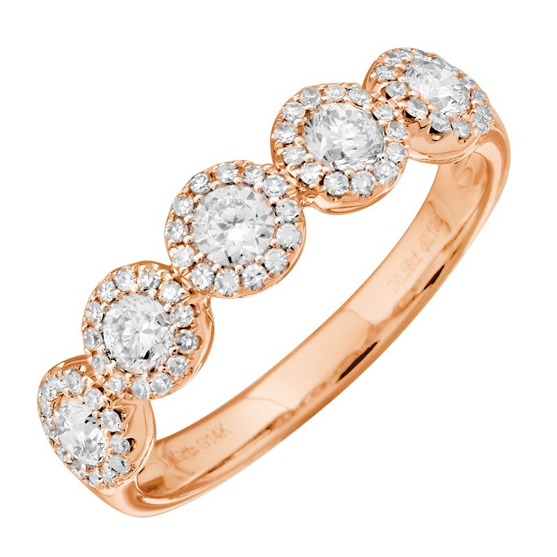 14K Gold Large 5 Circle Diamond Ring