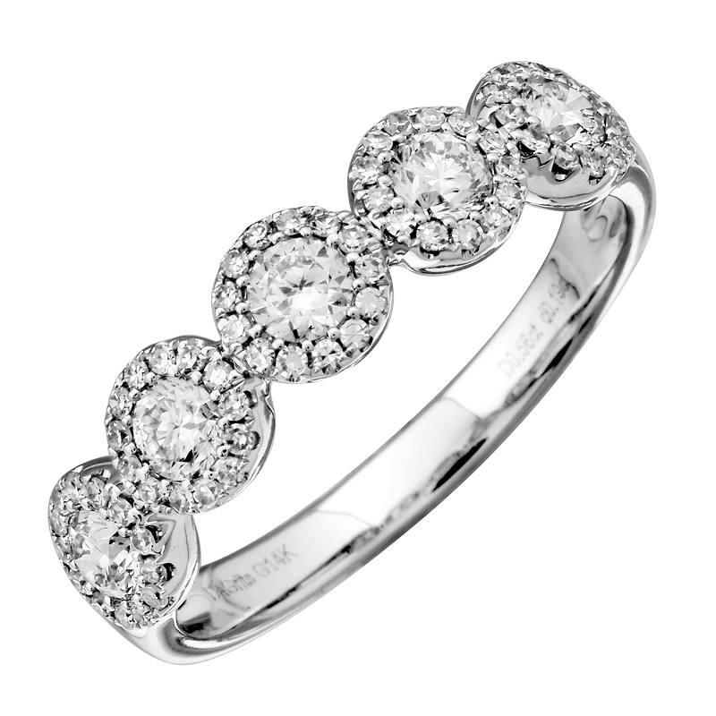 14K Gold Large 5 Circle Diamond Ring