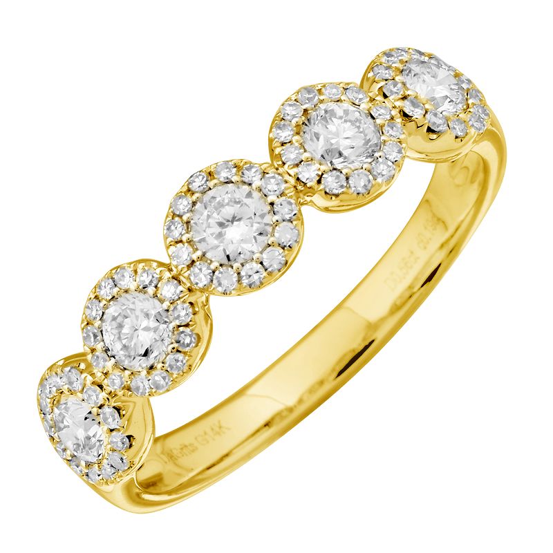 14K Gold Large 5 Circle Diamond Ring