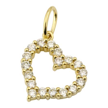 14k Yellow Gold Heart Diamond Charm