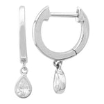 14K Pear Bezel Diamond Dangle Huggies