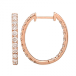14k Gold In & Out Diamond Medium Oval Hoops