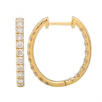 14k Gold In & Out Diamond Medium Oval Hoops