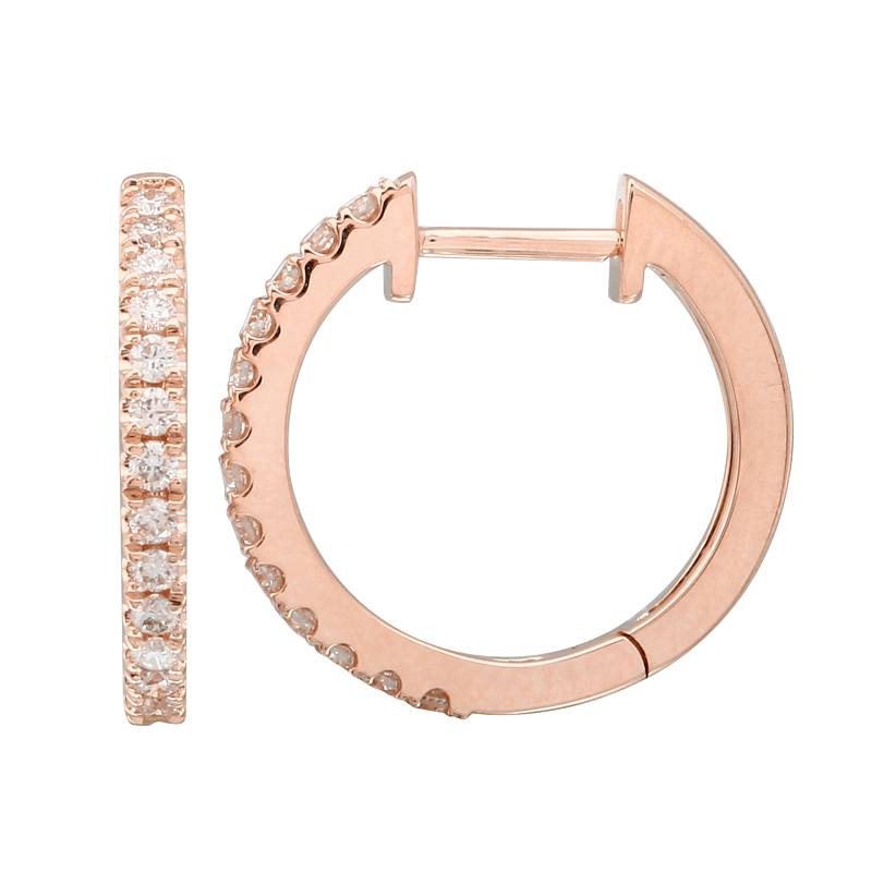 14k Gold 15mm Diamond Huggies