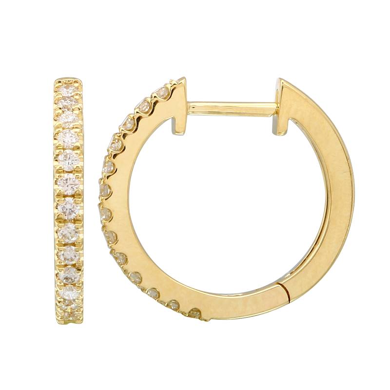 14k Gold 15mm Diamond Huggies
