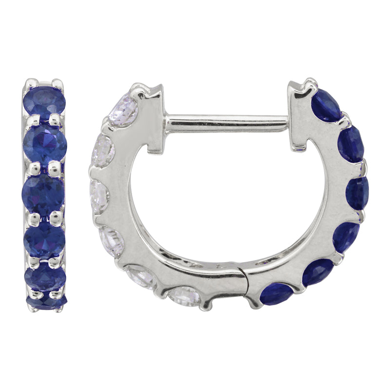 14k Gold Half Sapphire & Half Diamond Eternity Huggies