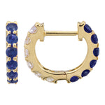 14k Gold Half Sapphire & Half Diamond Eternity Huggies