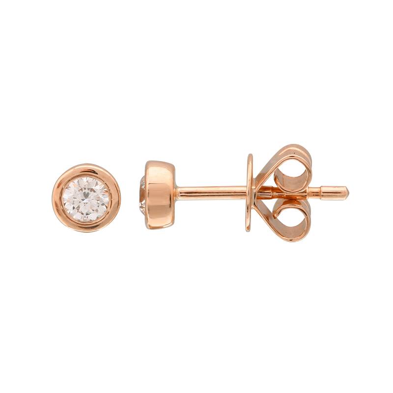 14K Gold Diamond Bezel Studs