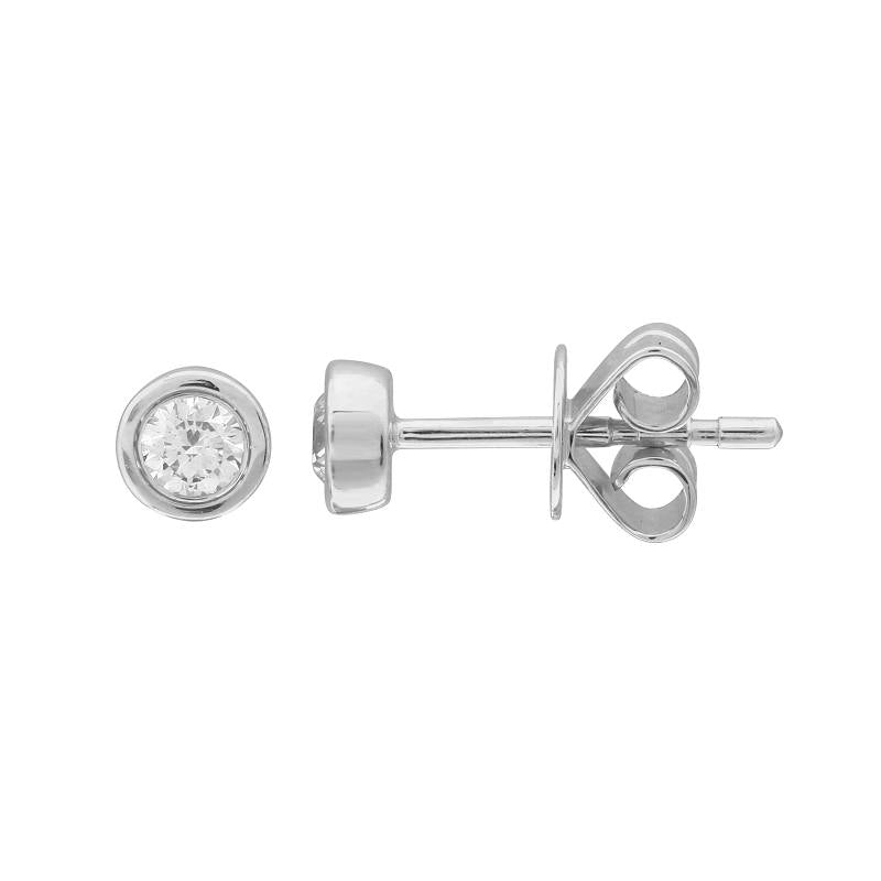 14K Gold Diamond Bezel Studs