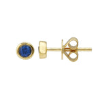 14k Yellow Gold Thick Bezel Sapphire Stud Earrings