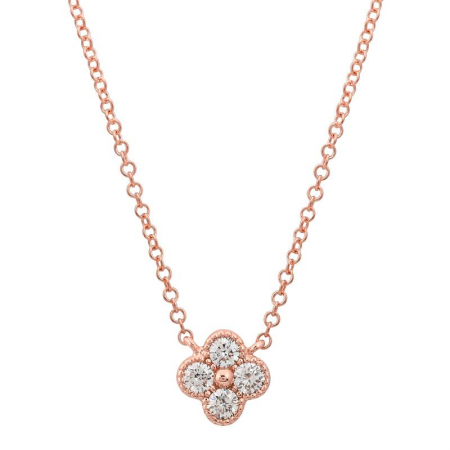 14k Gold Diamond Clover Necklace