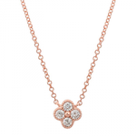 14k Gold Diamond Clover Necklace
