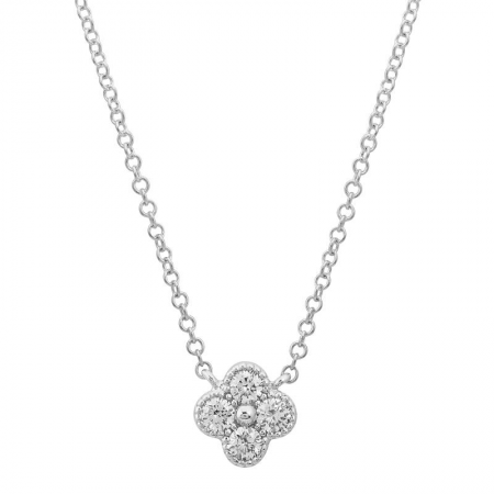 14k Gold Diamond Clover Necklace