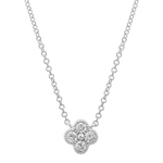 14k Gold Diamond Clover Necklace