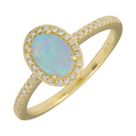 14k Yellow Gold Opal & Diamond Halo Ring