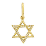 14K Yellow Gold Rope & Diamond Star of David Charm