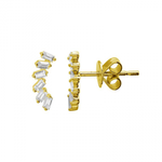 14k Gold Baguette Diamond Climber Studs