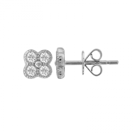 14K Diamond Clover Studs