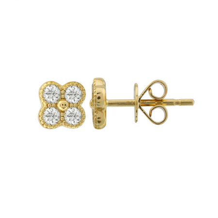 14K Diamond Clover Studs