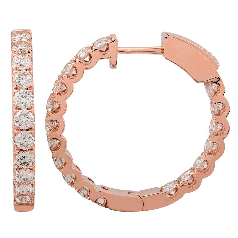 14k Gold In & Out Diamond Hoop Earrings