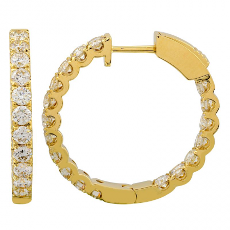 14k Gold In & Out Diamond Hoop Earrings