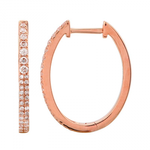 14K Gold Diamond Double Row Oval Hoops