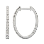 14K Gold Tapered Oval Diamond Hoops