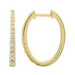 14K Gold Tapered Oval Diamond Hoops