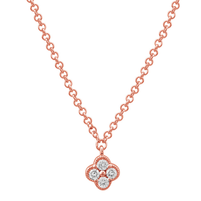 14k Gold Clover Diamond Necklace