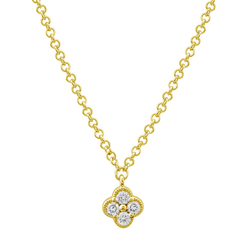 14k Gold Clover Diamond Necklace